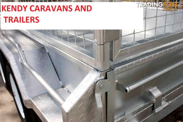 9 x 5 tandem axle (braked) hot dipped galvanised H/duty box trailer with 600 mm cage