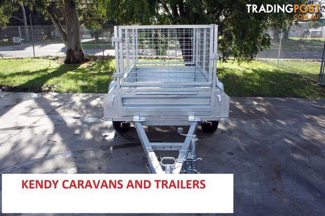 5 x 3 HEAVY DUTY HOT DIPPED GAL BOX TRAILER WITH CAGE SINGLE AXLE ATM 750 kg