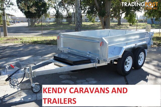 9x5 HEAVY DUTY HOT DIPPED GALVANISED TANDEM AXLE HYDRAULIC TIPPING 450mm HIGH SIDED BOX TRAILER 3200