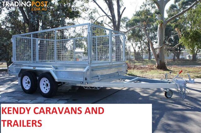 10 x 6 tandem axle (braked) hot dipped galvanised H/duty box trailer with 900 mm cage