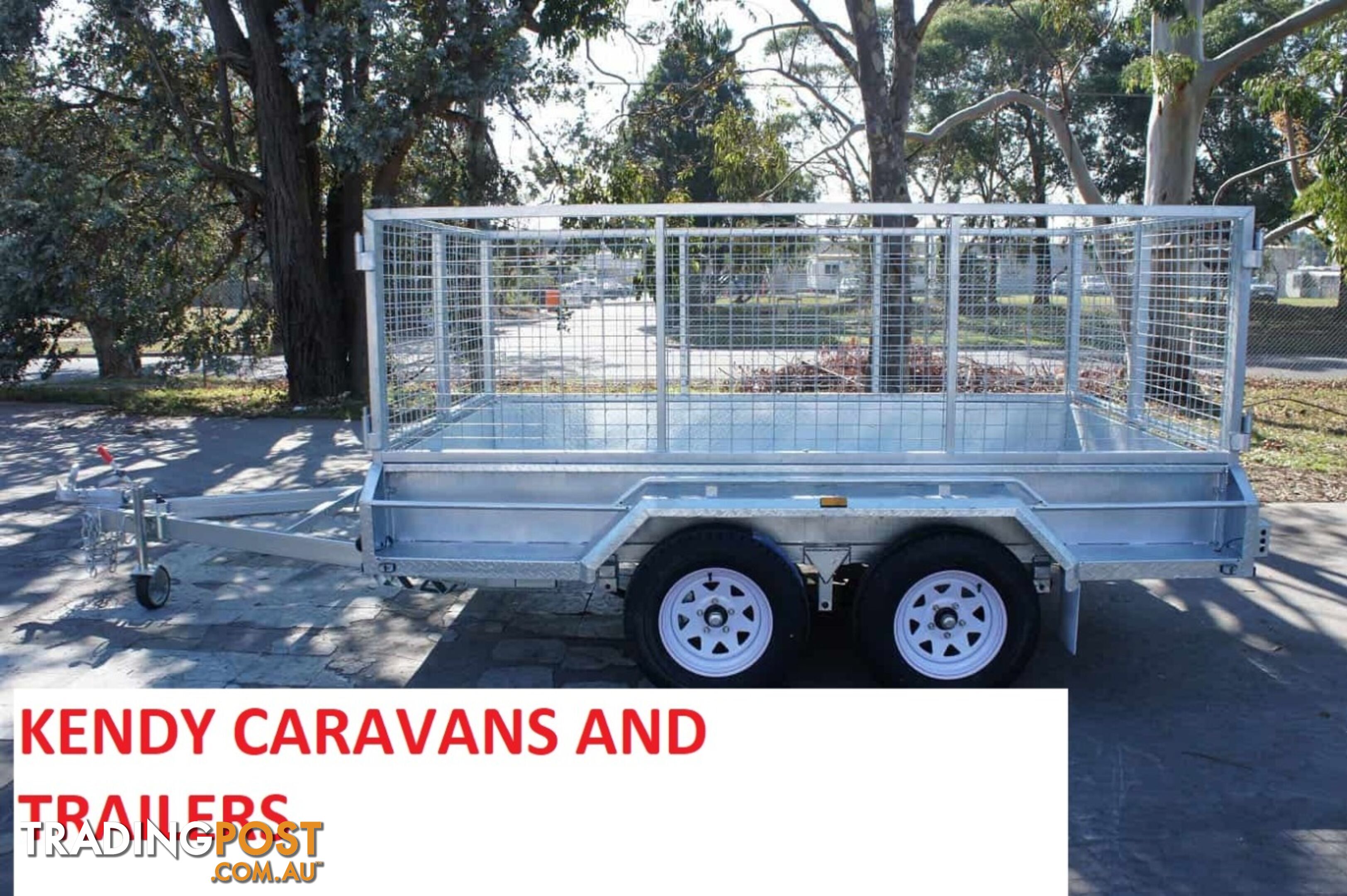 10 x 6 tandem axle (braked) hot dipped galvanised H/duty box trailer with 900 mm cage