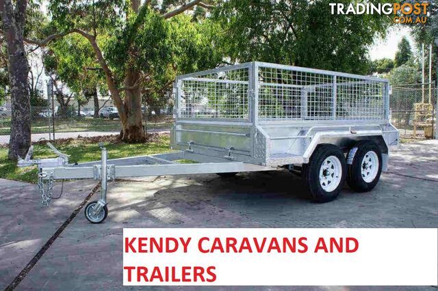 10x5 TANDEM AXLE HEAVY DUTY HOT DIPPED GALVANISED BOX TRAILER WITH CAGE 2000kg GVM