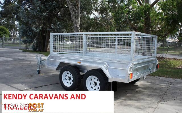 10x5 TANDEM AXLE HEAVY DUTY HOT DIPPED GALVANISED BOX TRAILER WITH CAGE 2000kg GVM