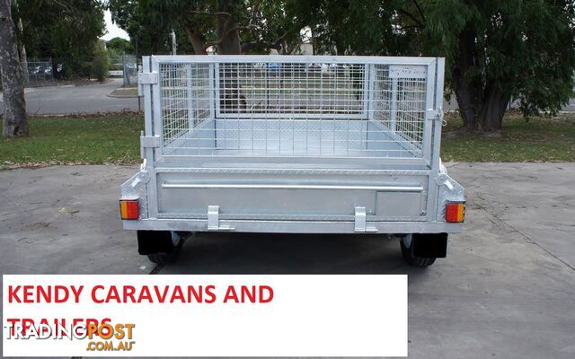 10x5 TANDEM AXLE HEAVY DUTY HOT DIPPED GALVANISED BOX TRAILER WITH CAGE 2000kg GVM