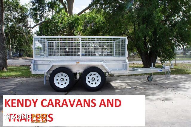 10x5 TANDEM AXLE HEAVY DUTY HOT DIPPED GALVANISED BOX TRAILER WITH CAGE 2000kg GVM