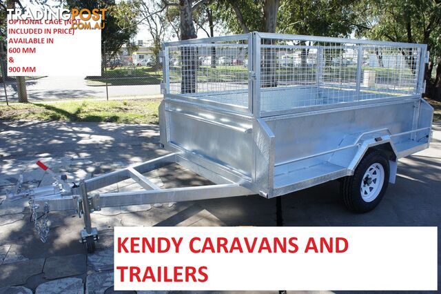 8x5 HEAVY DUTY HOT DIPPED GALVANISED SINGLE AXLE BRAKED HIGH SIDED BOX TRAILER  