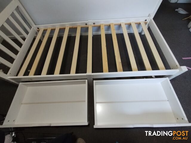 Single Wooden Bed Frame with 2 Storage Drawers