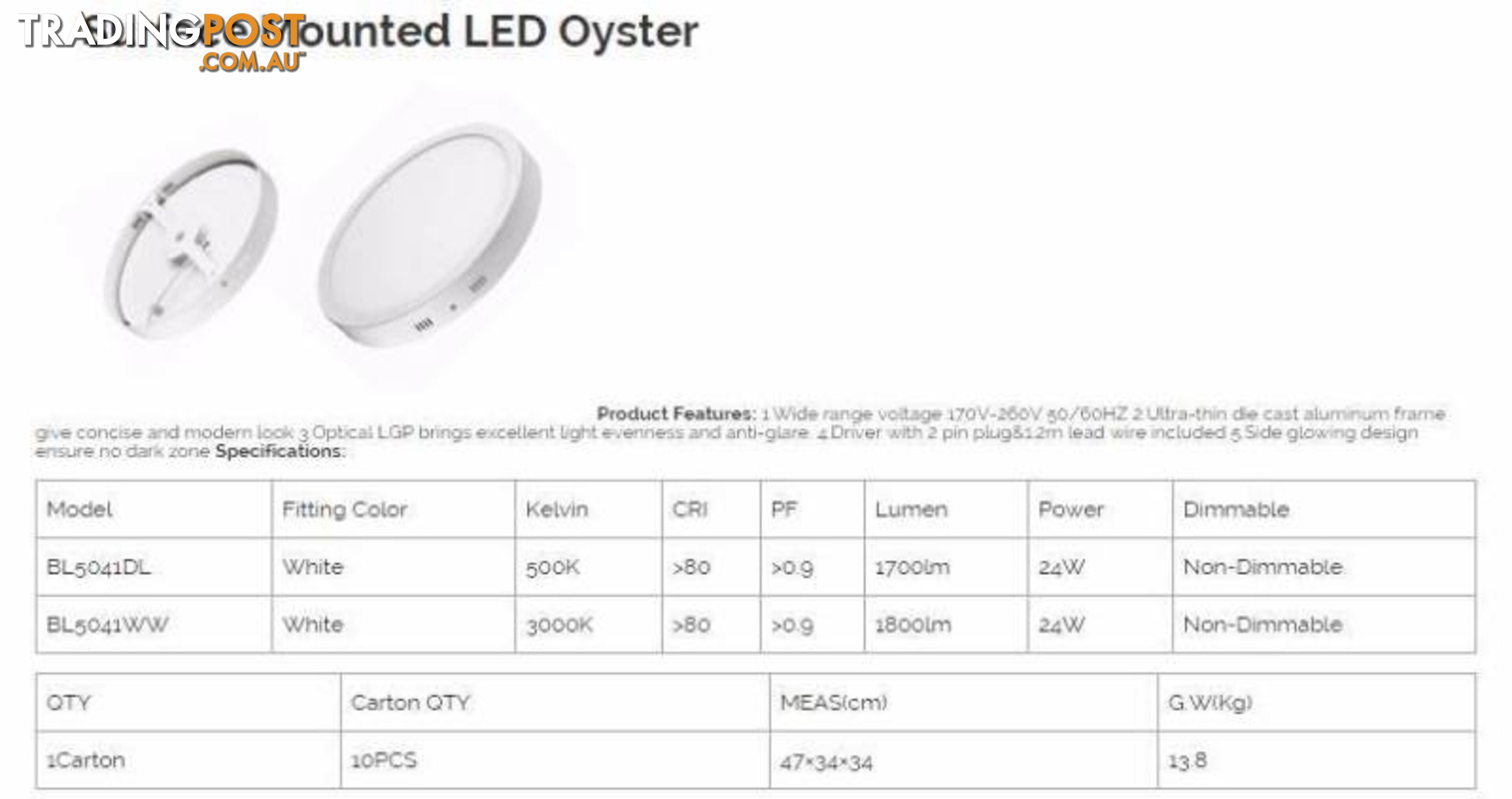 SYDNEY WHOLESALE Surface Mounted LED Oyster 22W and 24W NEW