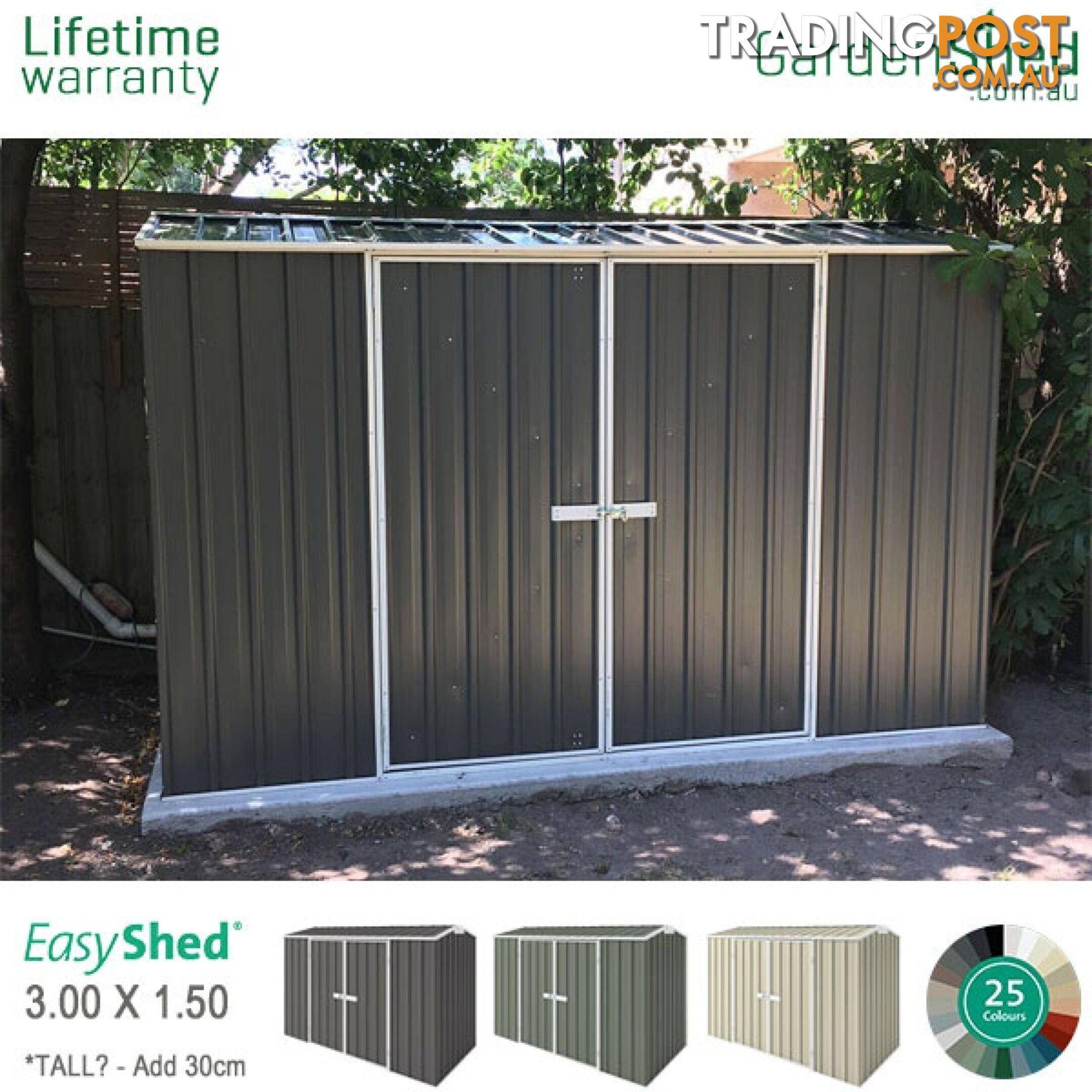 Garden Shed - 3.00m X 1.50m - *Free Delivery - EXTRA $75 Off - ends 25th Oct