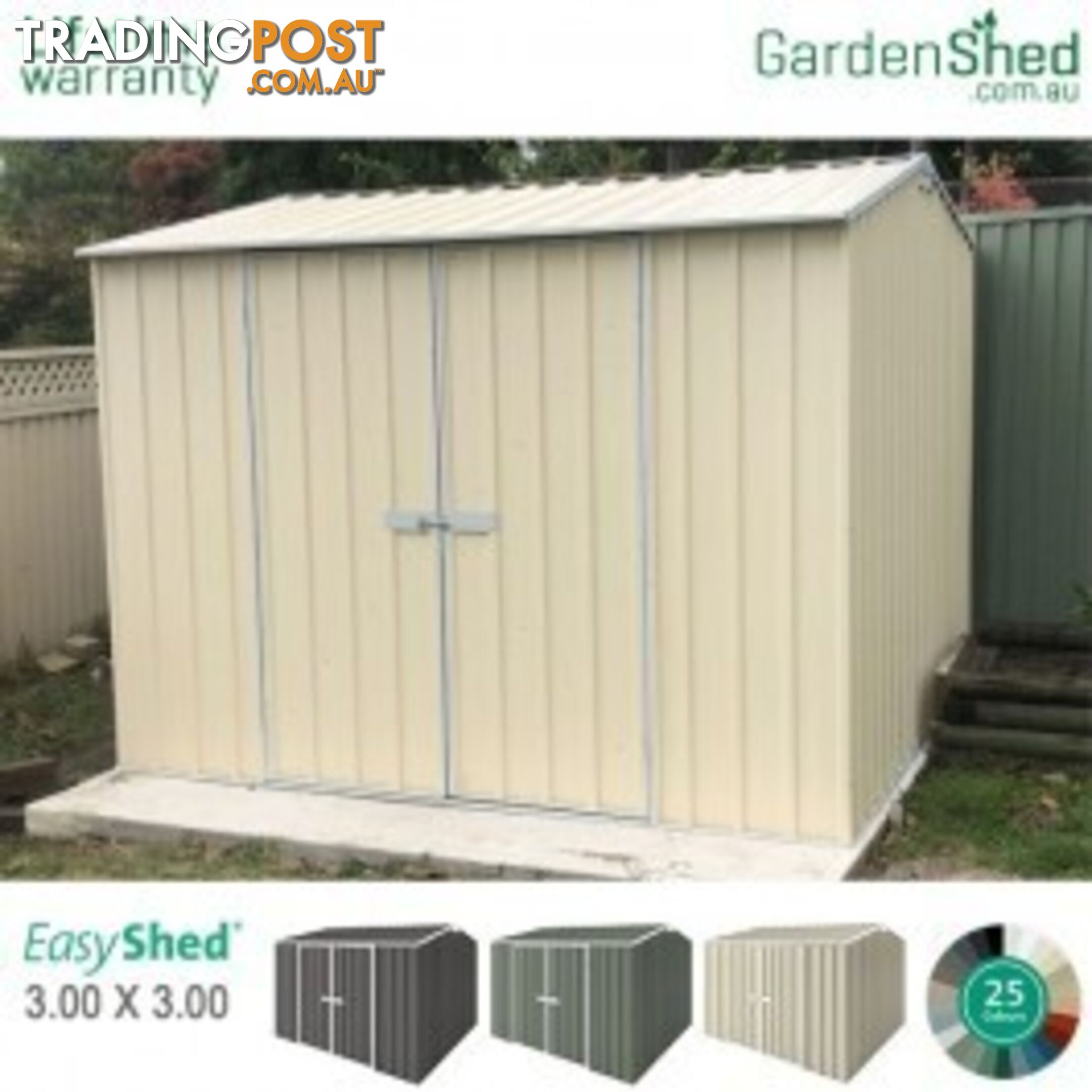 Garden Shed - 3.00m X 3.00m - Australia Wide Delivery