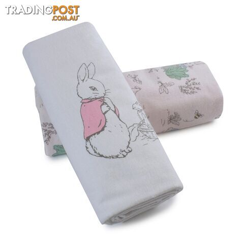 Peter Rabbit 'Hop Little Rabbit' 2 Pack Flannel Wraps - Pink