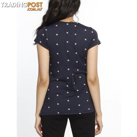 Petal Front Short Sleeve Nursing Top - Cross Navy Print - photo 3 of 5