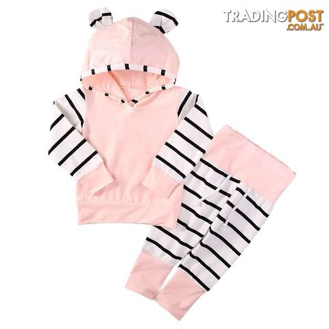 Pink Stripe Bear Set