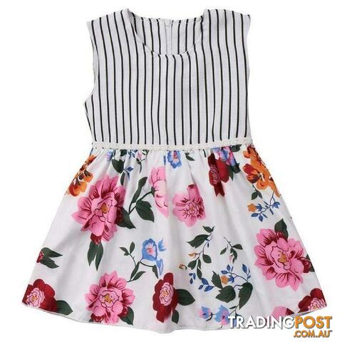 Pinstripe Floral Dress