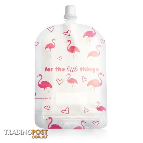 Sinchies Flamingo 150ml top spout reusable food pouches packs of 5, 10 or 20