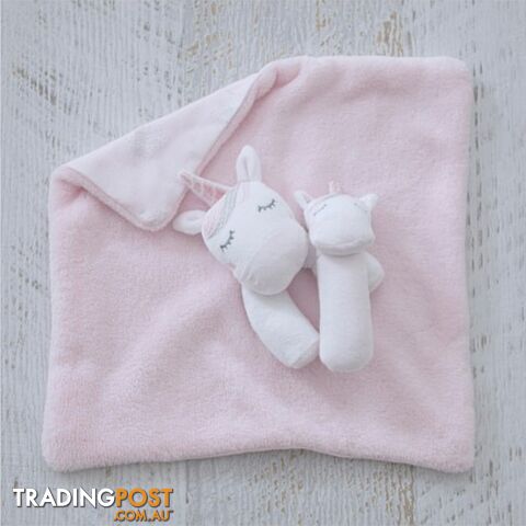 Unicorn Magic Security Blanket & Rattle Set