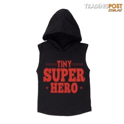Tiny Superhero Sleeveless Hoodie | White or Black