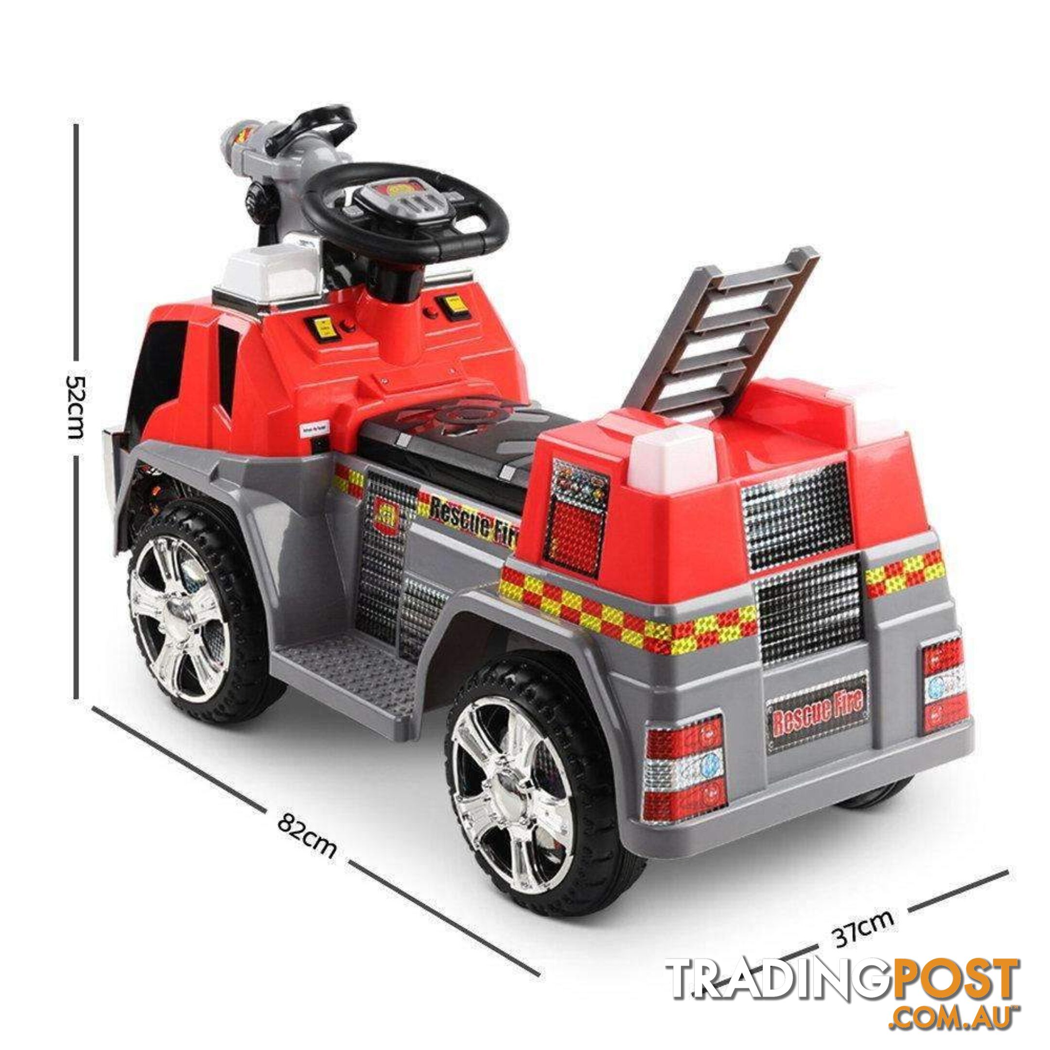 Rigo Kids Ride On Fire Truck Car - Red & Grey