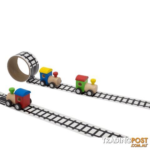 WOODEN TRAIN WITH RAIL TAPE