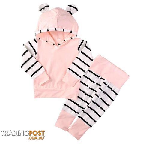 Pink Stripe Bear Set