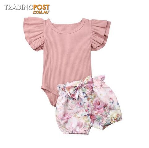 Ruffle Sleeve Floral Romper Set