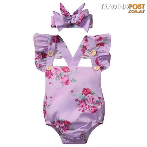 Purple Flutter Sleeve Romper