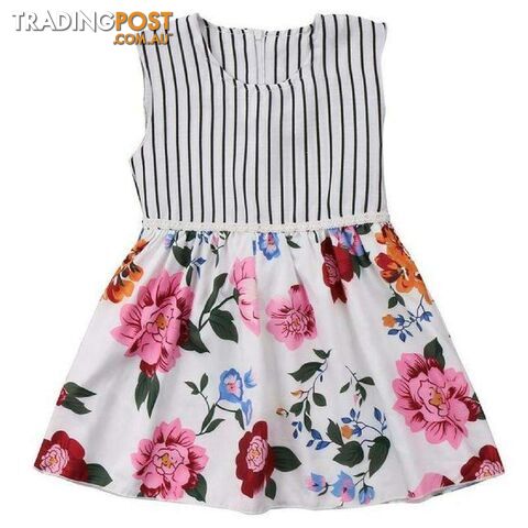 Pinstripe Floral Dress