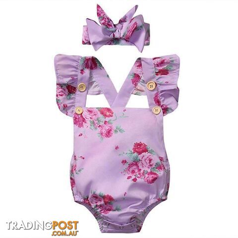 Purple Flutter Sleeve Romper