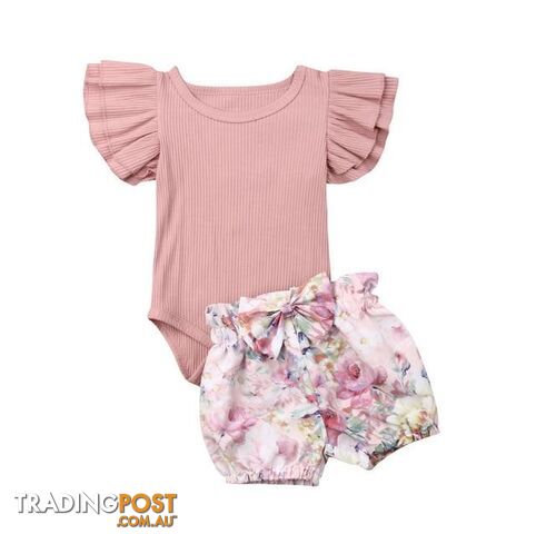 Ruffle Sleeve Floral Romper Set