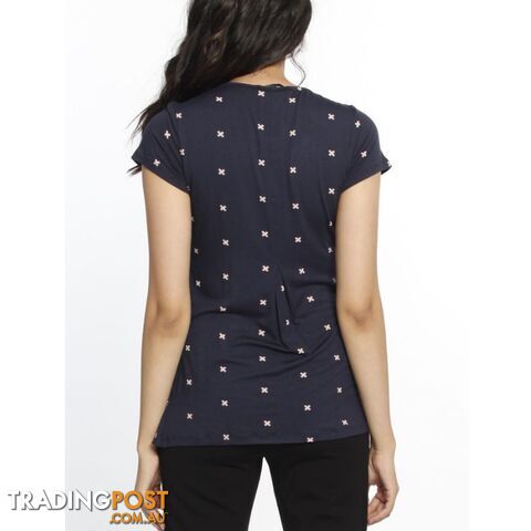 Petal Front Short Sleeve Nursing Top - Cross Navy Print - photo 3 of 5
