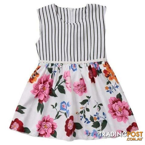 Pinstripe Floral Dress