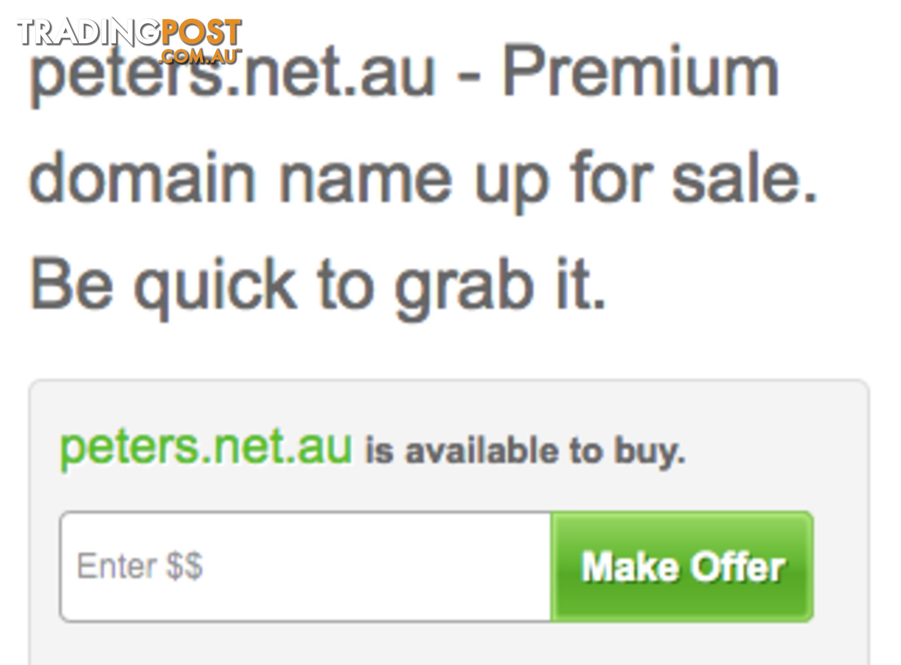 Peters.net.au - Premium domain name up for sale.