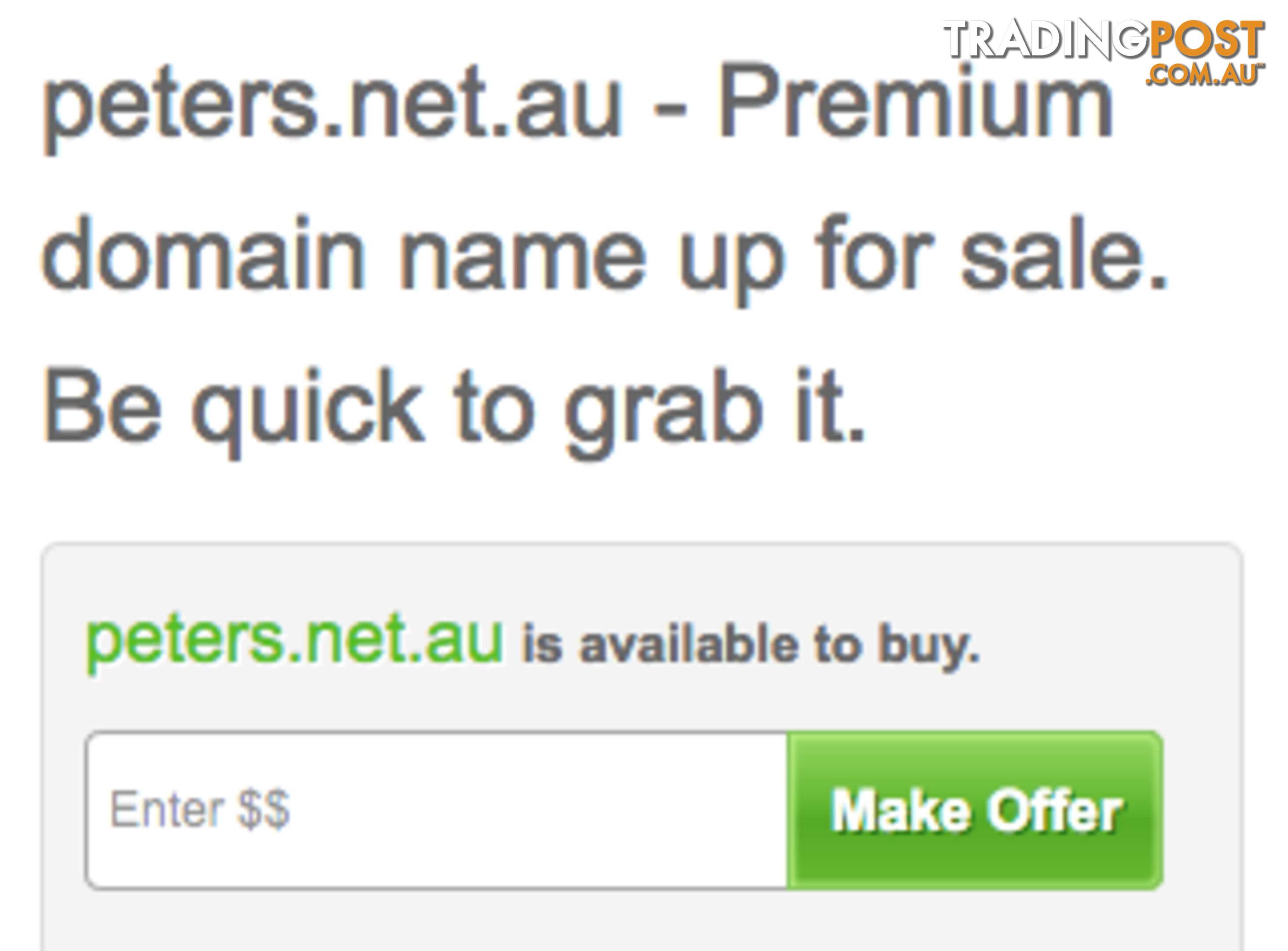 Peters.net.au - Premium domain name up for sale.