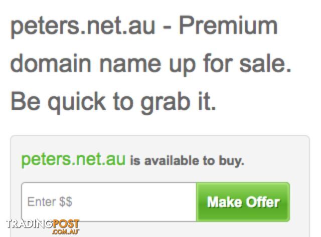 Peters.net.au - Premium domain name up for sale.