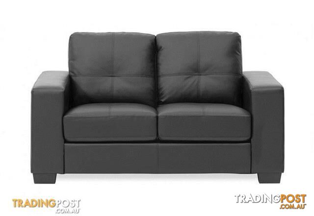 Black Leather 2 Seater Sofa
