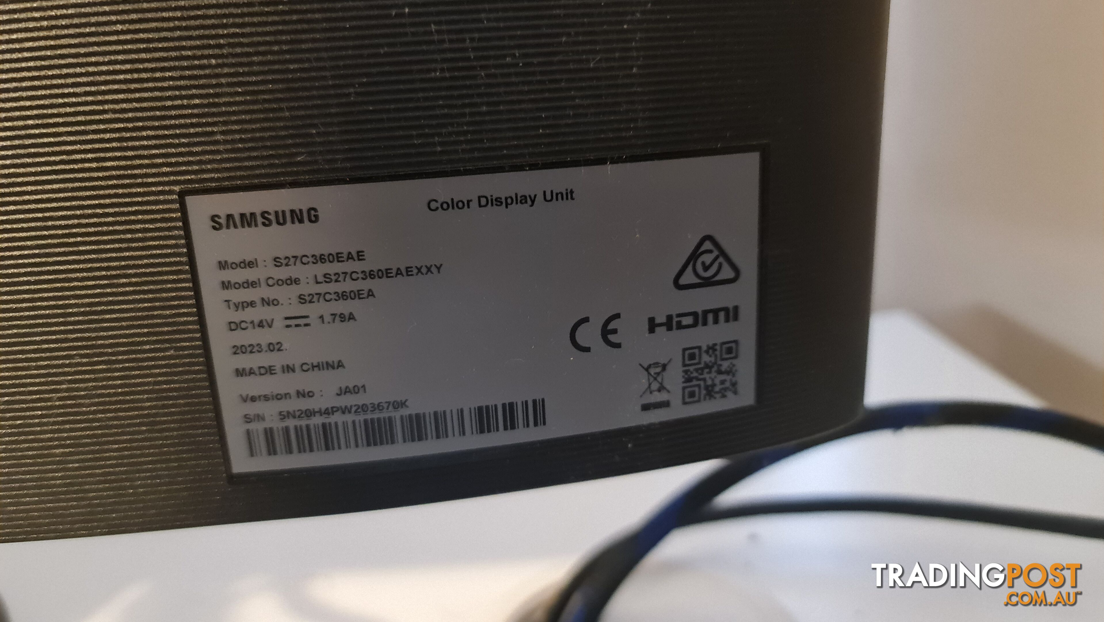 Samsung 27" S36C Curved Monitor. LS27C360EAEXXY
