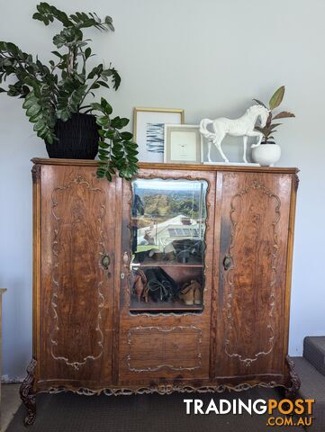 Sold wood antique cabinet with shelves