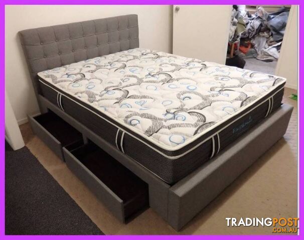 NEW Queen Bed Drawers Under $899. RENTAL $10.60 PW. King $11.80PW