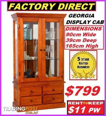 New Display Cabinet With 4 Drawers 2 Doors. RENT TO KEEP $11PW