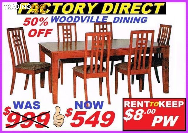 New Dining Suite 7 Piece Cash $549 Or Rent To Keep $8 PW