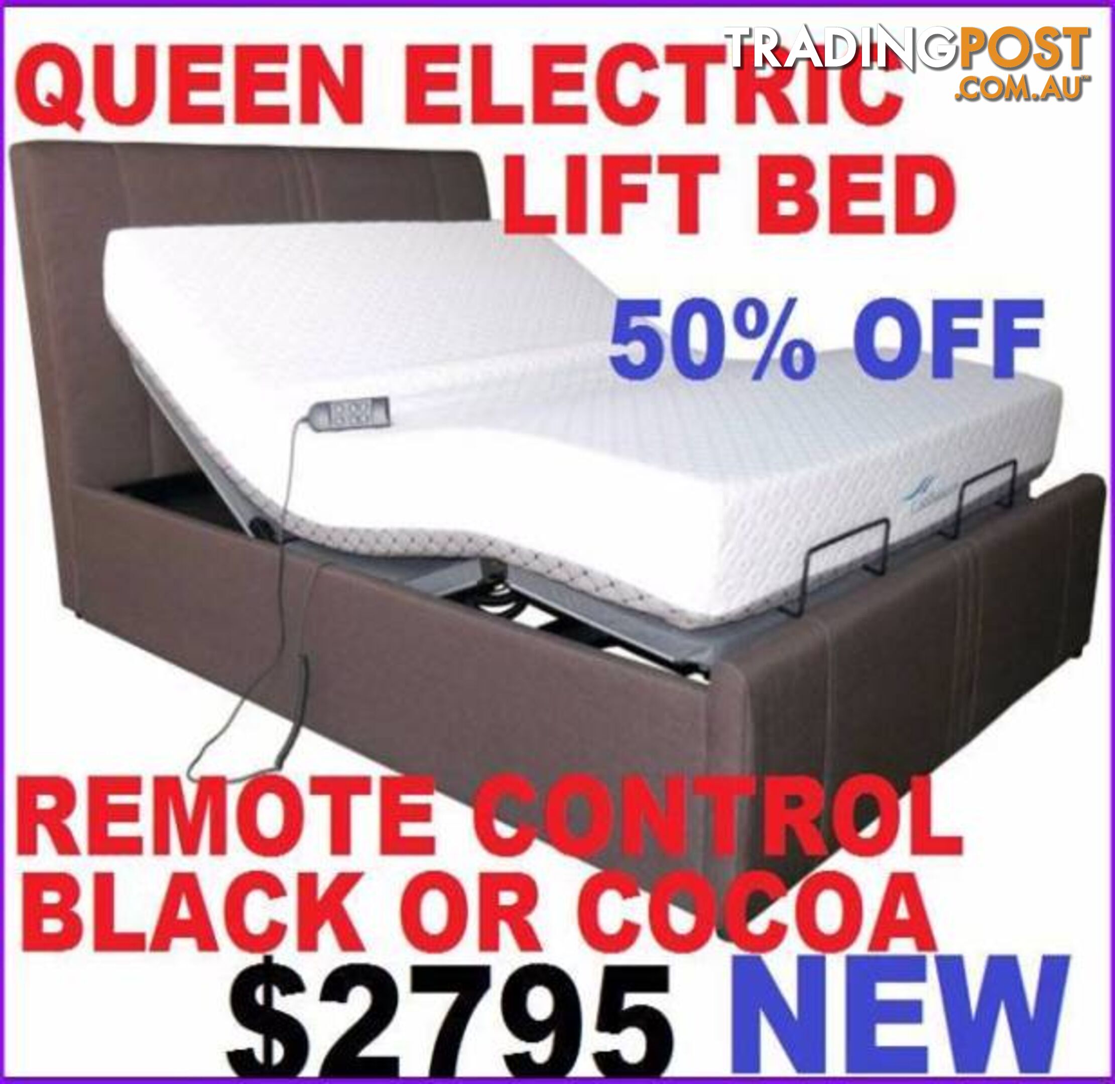 NEW QUEEN BED ELECTRIC REMOTE CONTROL LIFT WITH MATTRESS