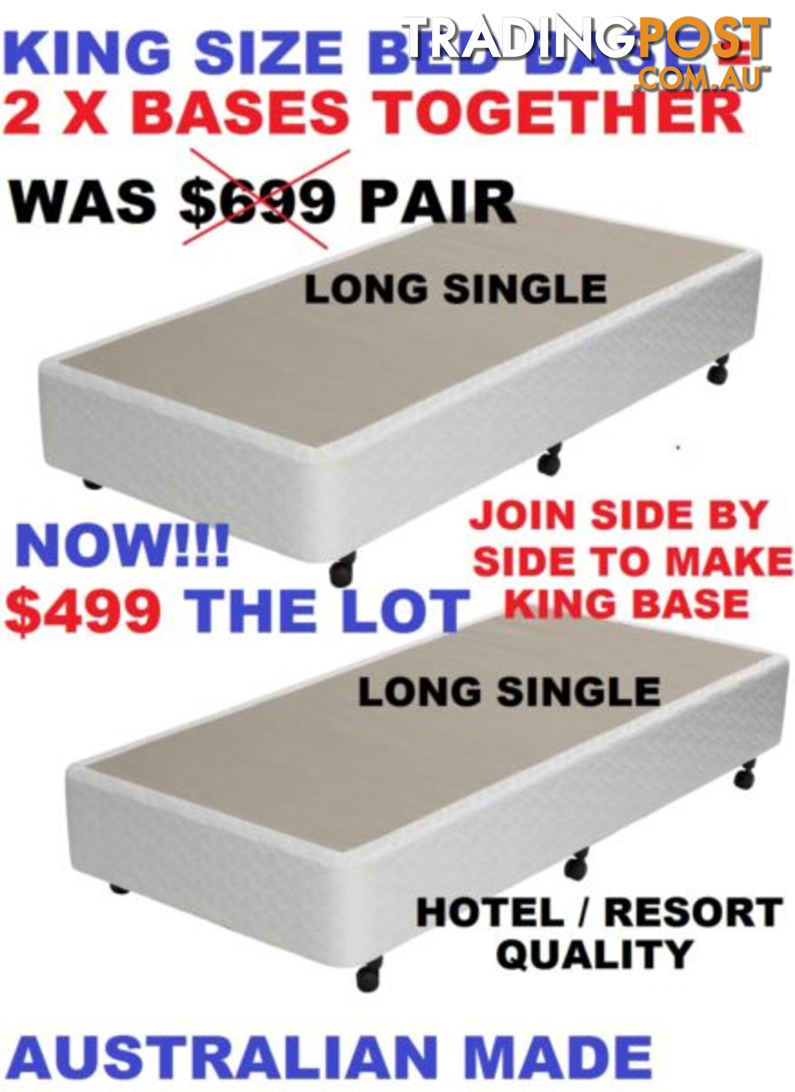 NEW BED BASE KING, QUEEN, DOUBLE, KING SINGLE, SINGLE