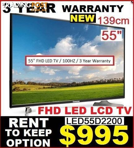 New TELEVISION. 99cm HD LED $595. 3YR WARRANTY. RENT KEEP OPTION