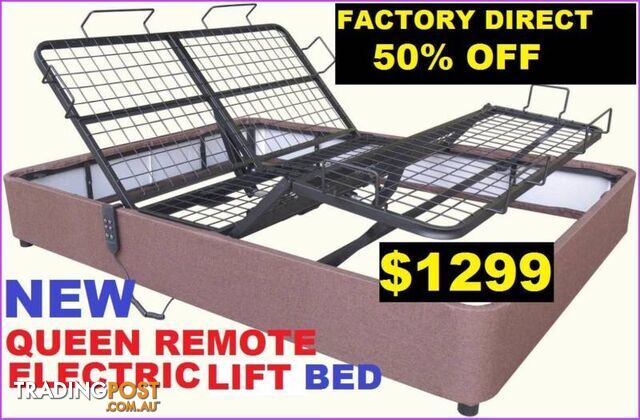 NEW QUEEN ELECTRIC LIFT BED QUEEN REMOTE CONTROL. RENTAL OPTION
