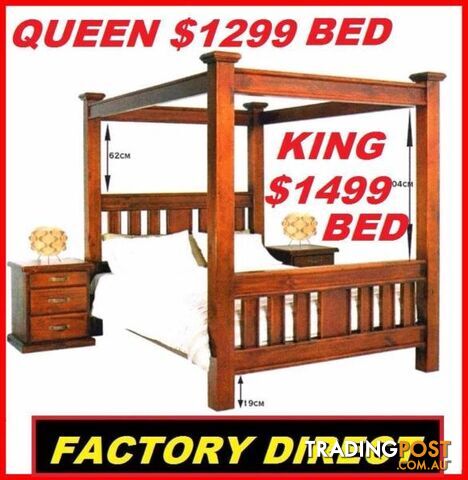 NEW CANOPY BED QUEEN, KING CANOPY FOUR POSTER $1299 Or $15 P/W