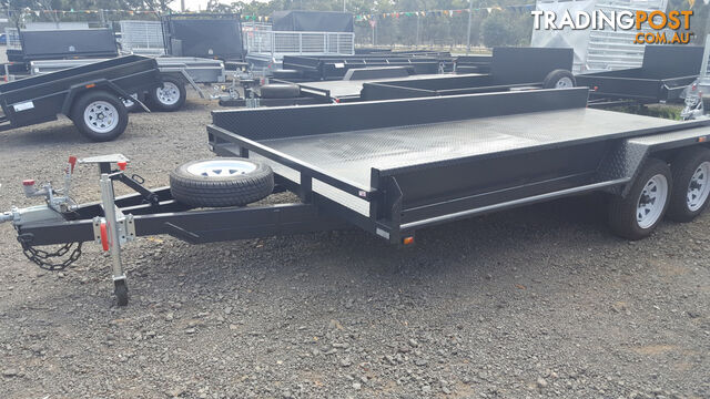 16 X 6' 6" HEAVY DUTY CAR CARRIER 10" SIDES, FULL CHECKER PLATE, WITH JOCKEY WHEEL AND SPARE WHEEL NEW WHEELS AND TYRES