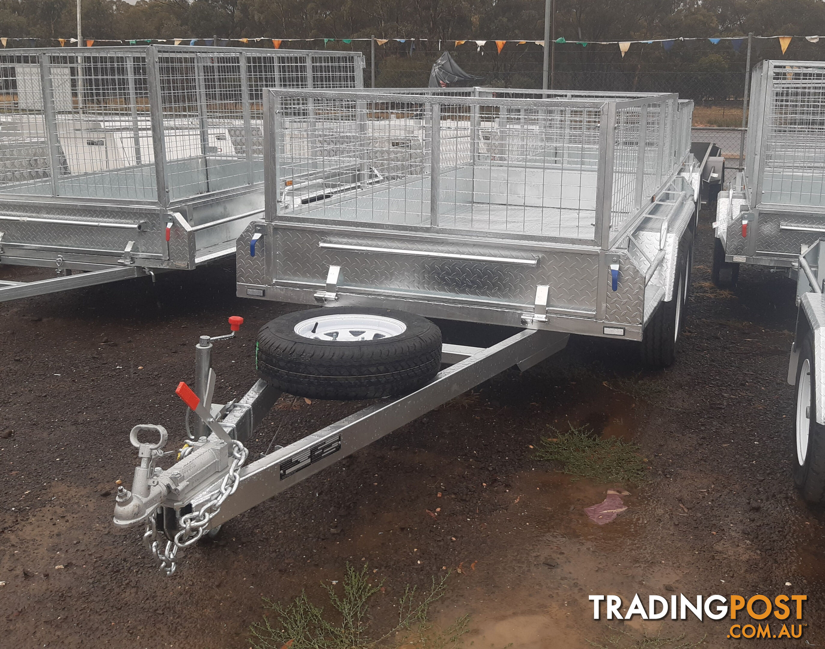 GALVANISED TANDEM TRAILER 10X5 600MM CAGE, L/T WHEELS