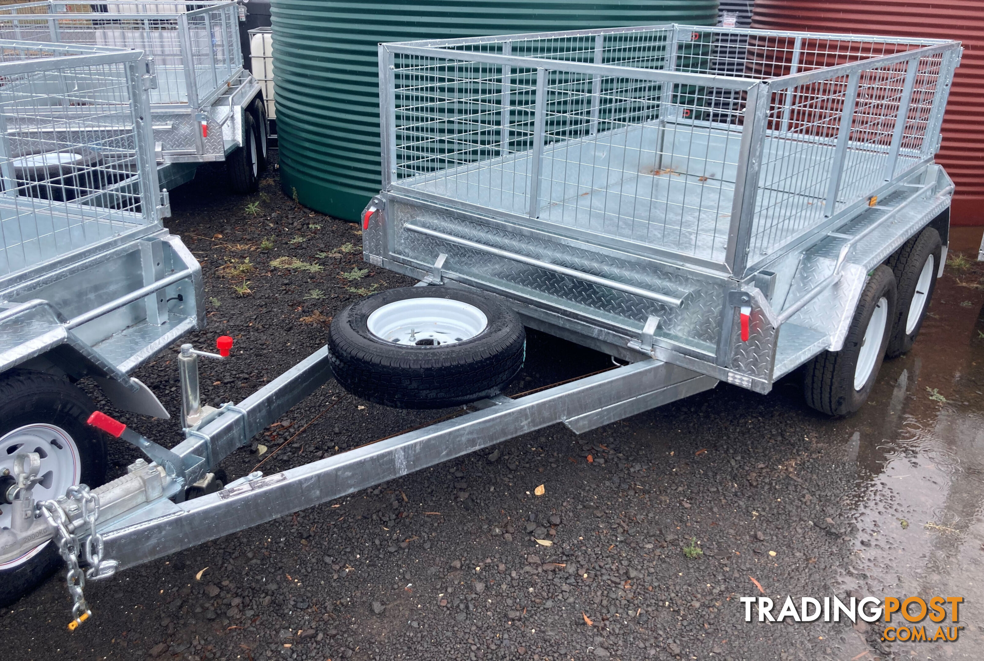 GALVANISED TANDEM TRAILER 10X5 600MM CAGE, L/T WHEELS