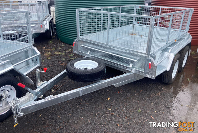 GALVANISED TANDEM TRAILER 10X5 600MM CAGE, L/T WHEELS