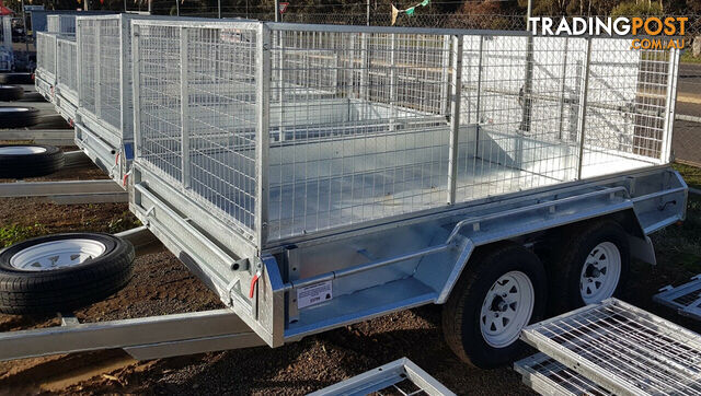 GALVANISED TANDEM TRAILER 10X5 600MM CAGE, L/T WHEELS